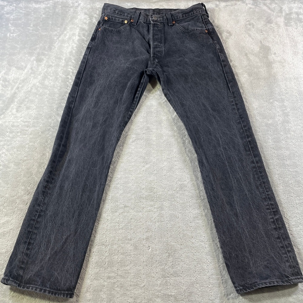 Levis 501 Jeans Mens 33x32 Black Button Fly Straight Grunge‎ Punk 32x29